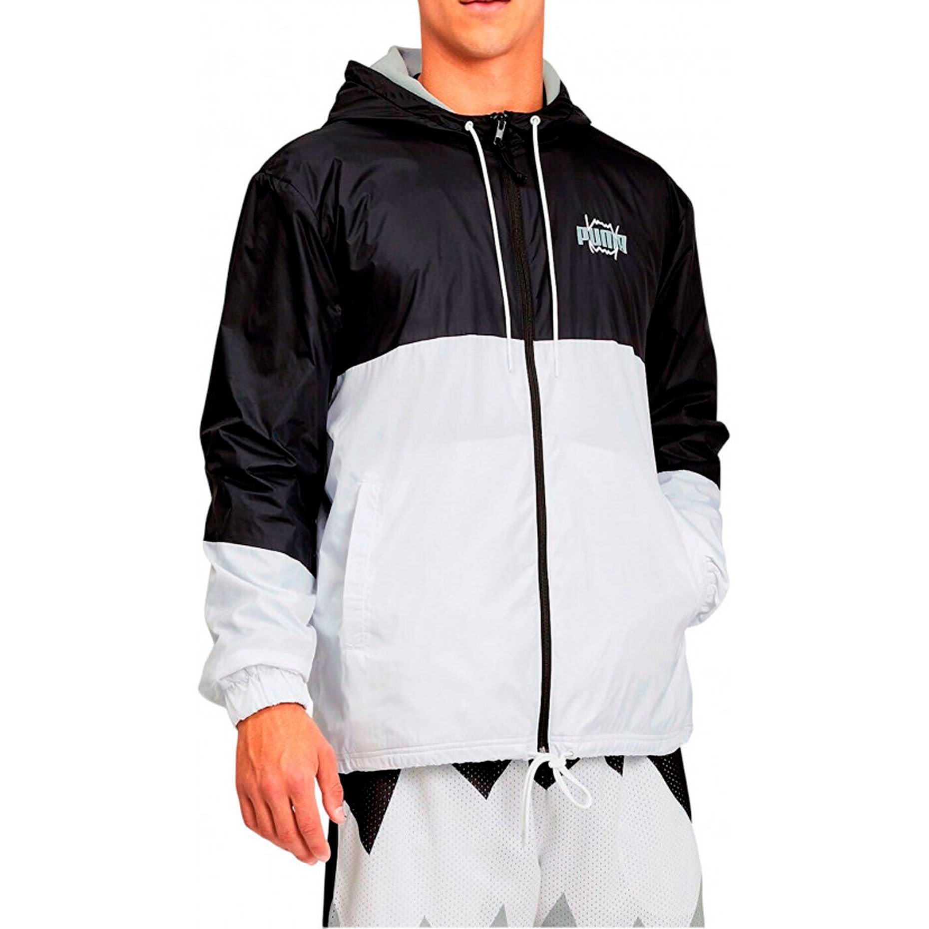Puma black on sale and white windbreaker