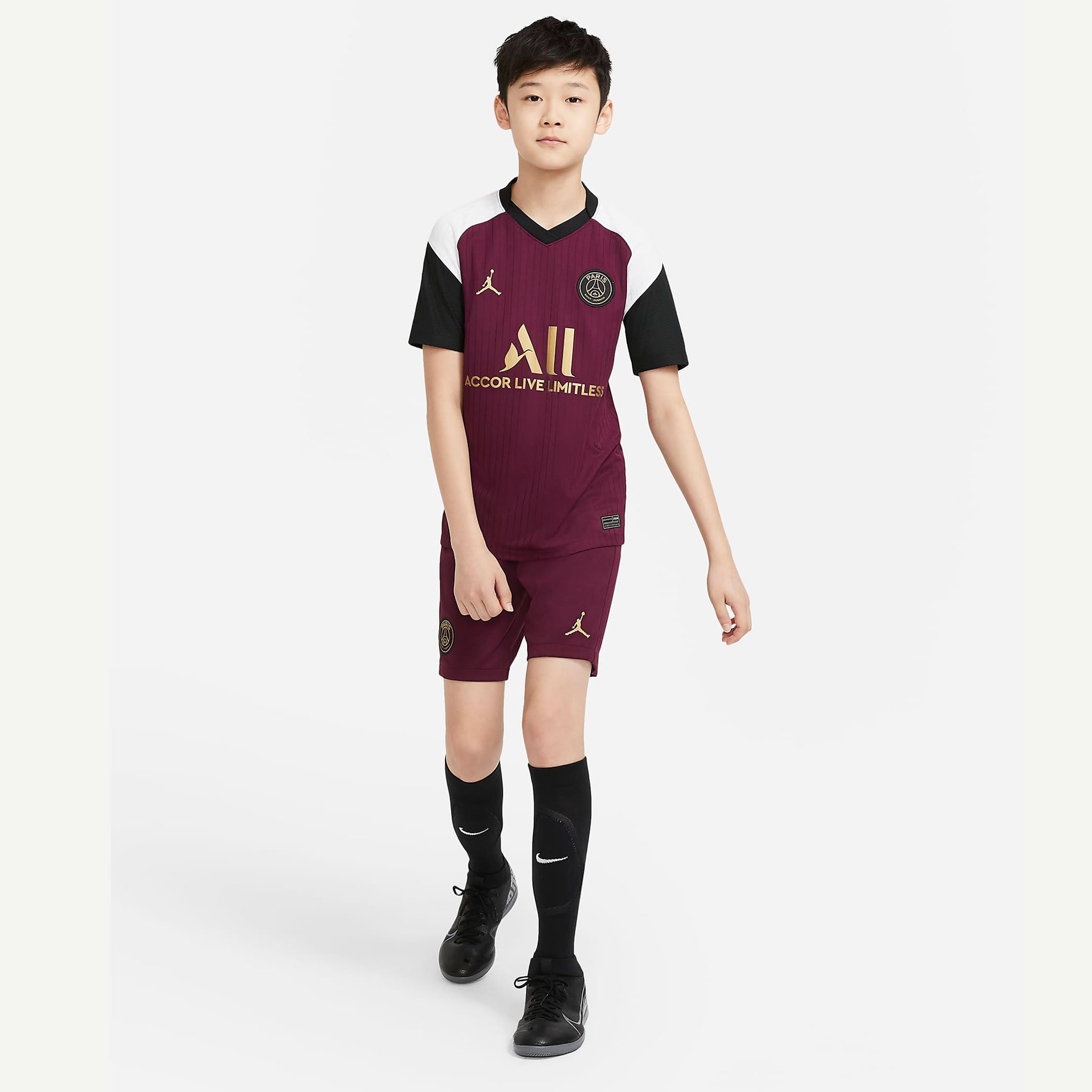 Выездная детская игровая футболка Jordan ФК «Пари Сен-Жермен» 2020/21 (ПСЖ/PSG) 3-й комплект