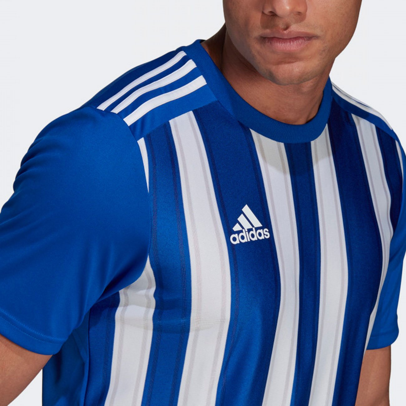 Adidas blue striped shirt online